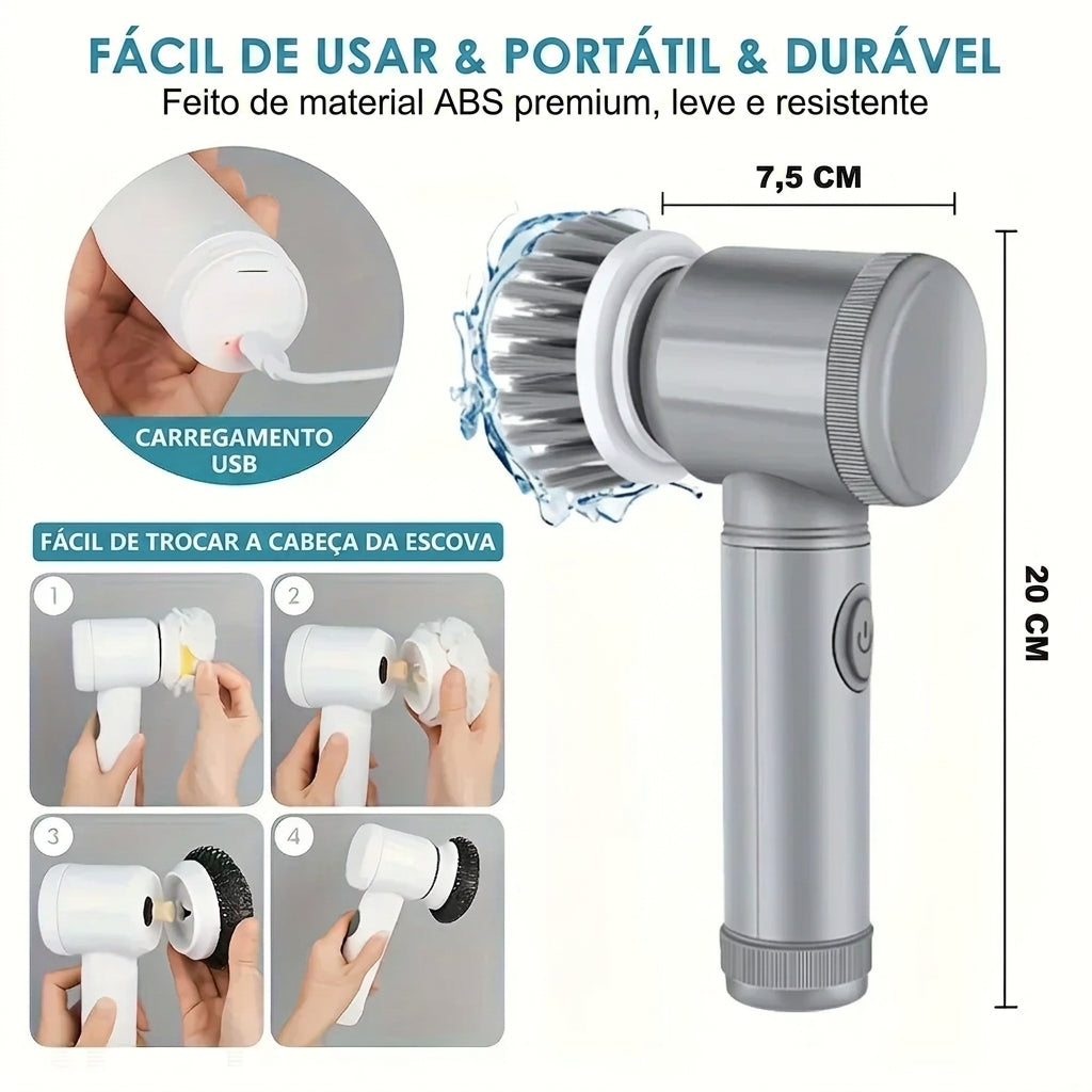 Escova de Limpeza Elétrica Multifunções Pro