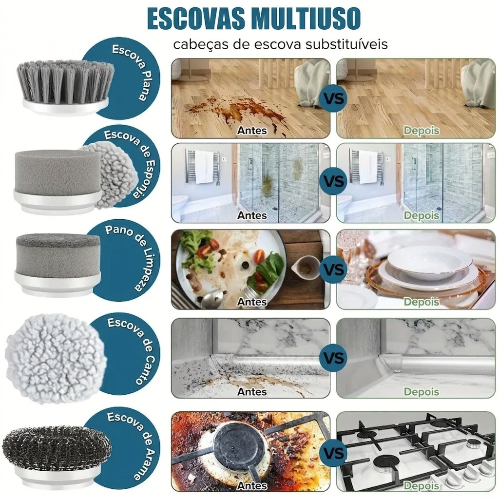 Escova de Limpeza Elétrica Multifunções Pro